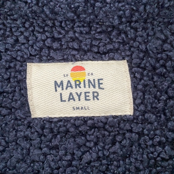 MARINE LAYER Eden Sherpa Overshirt in Navy Women’s Size Small - Picture 4 of 11